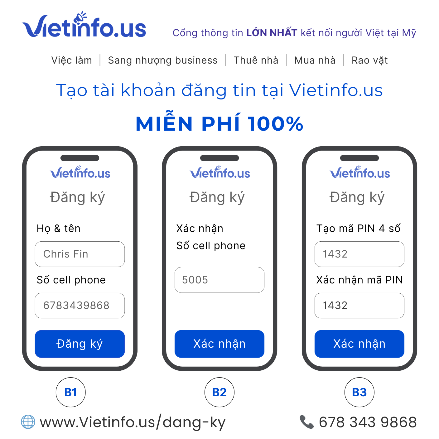 Cách tạo tài khoản đăng tin tại Vietinfo.us